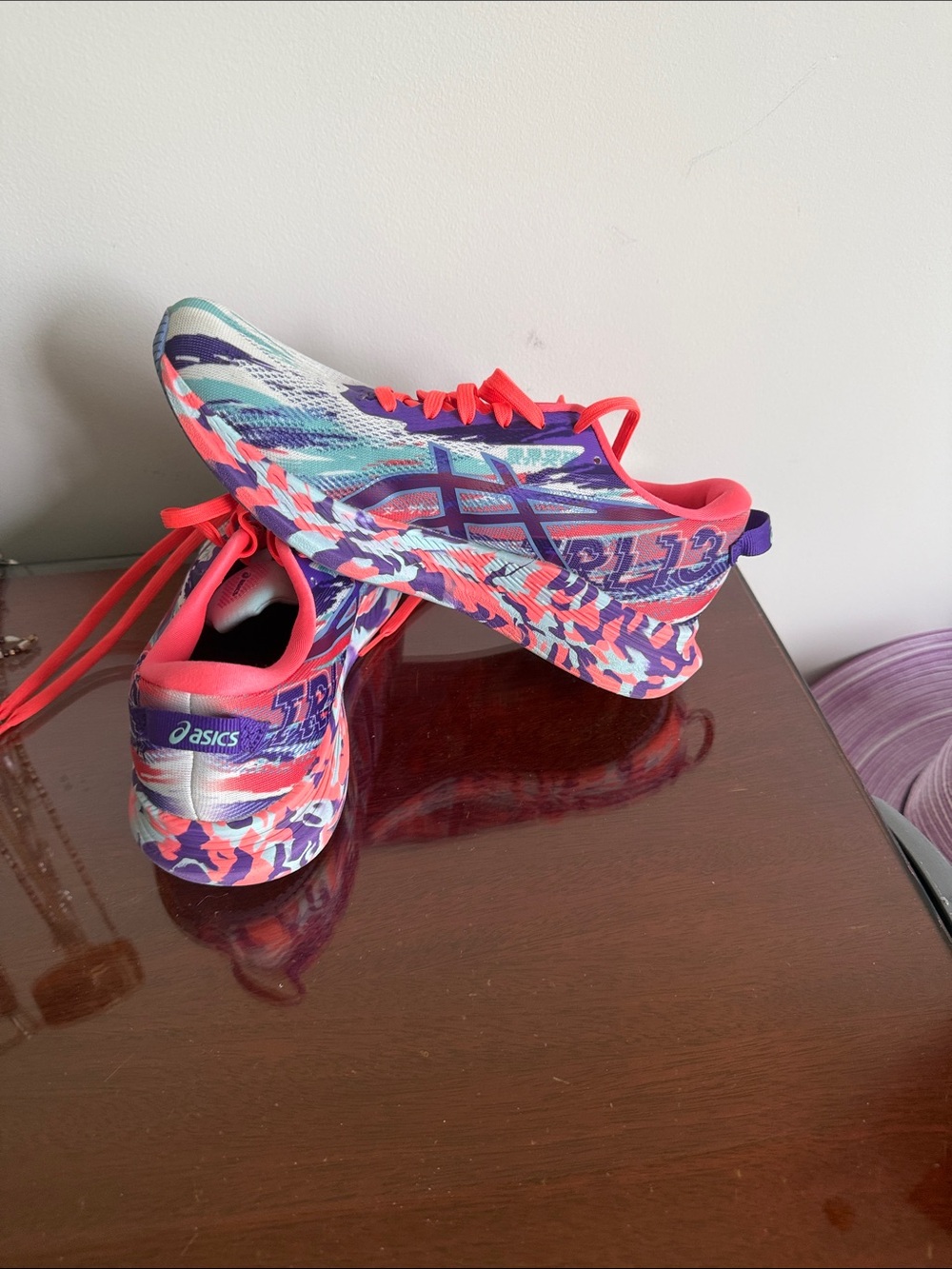 Asics Coral, Purple & Teal Women's Running Sneakers - Picture 3 of 3